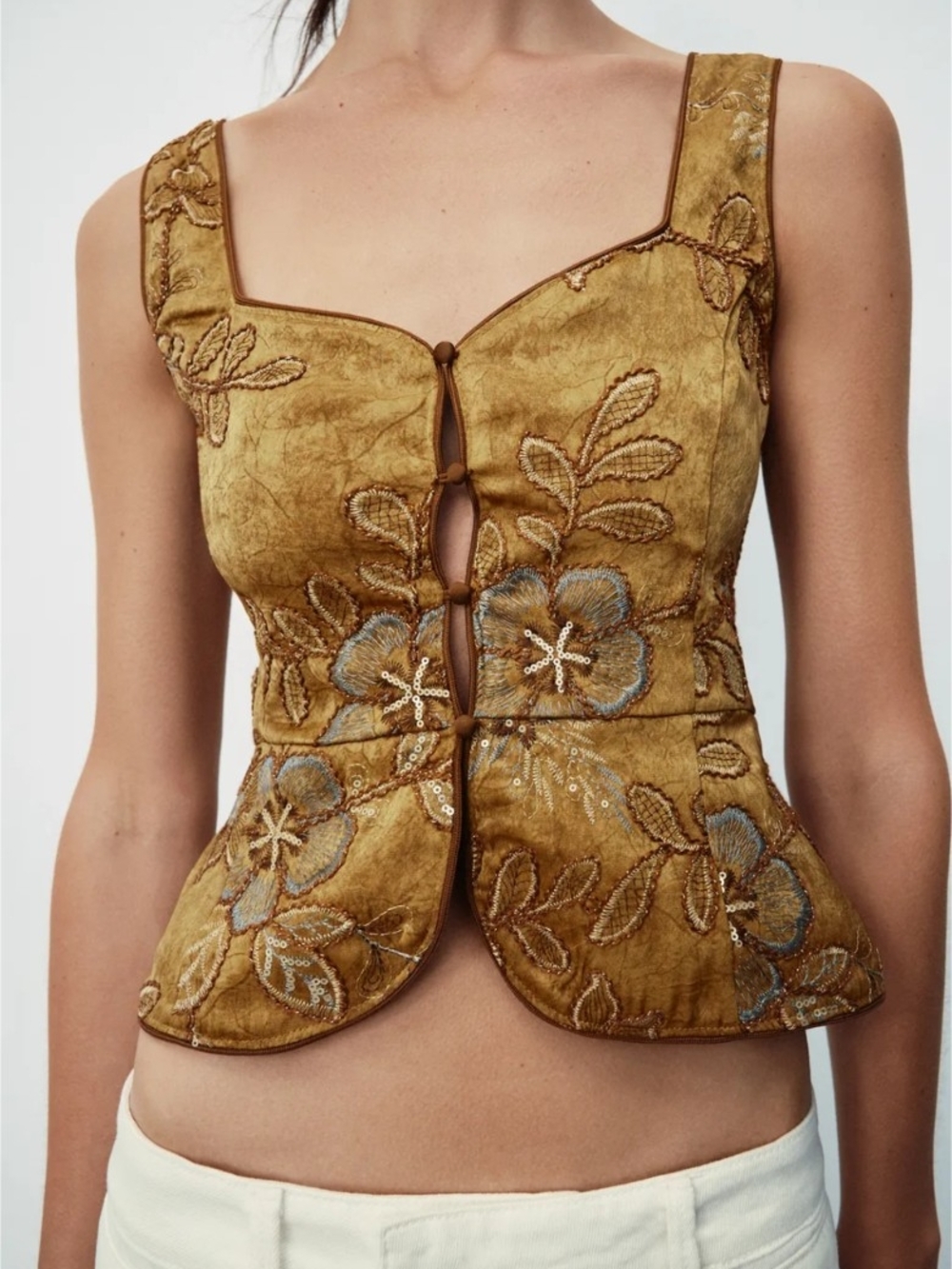 Zara Beaded Embroidered Velvet vest